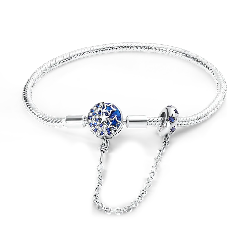 925 Sterling Silver Charm Bracelet - Leaf, Clover, Butterfly & Heart Design | 17-20cm Adjustable