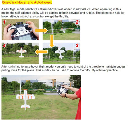 High Quality 3 Axis Gyro A3 V2 Aeroplane Flight Controller Stabilizer for RC Airplane Fixed-wing Fixed wing Copter