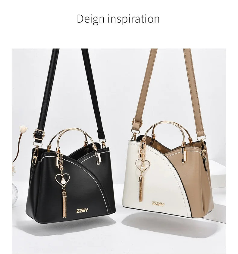 Fashion Women's Bag PU Handbag Retro Style Large Capacity Fashion Shoulder Crossbody Bag Ladies Leather Commuter Bag Shopping