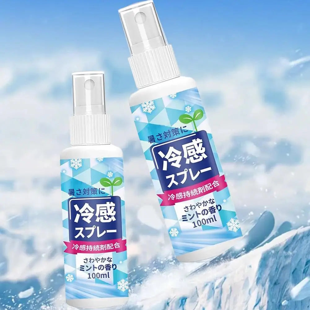 100ml Summer Cooling Spray Portable Ice Feeling Clothing Training Relief Long-lasting Hydrating Cool Spray For Face& Body Bottle
