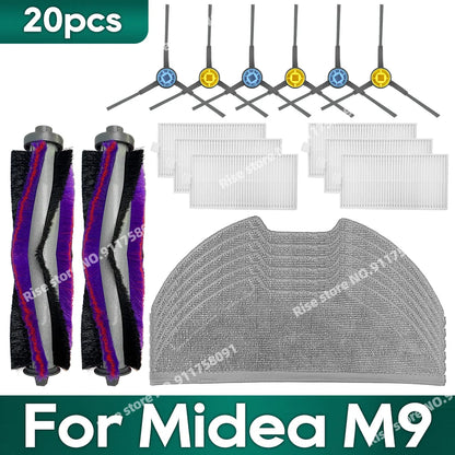 Compatible for Midea M9, EUREKA E10s, Obode A8 Vacuum Cleaner Accessories Main Side Brush Hepa Filter Mop Rag Replacement Parts