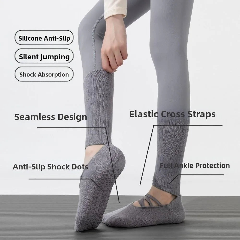 New Cotton Pilates Socks Harajuku Street Breathable Yoga Socks Non-Slip Grip Casual Strappy Grip Sock