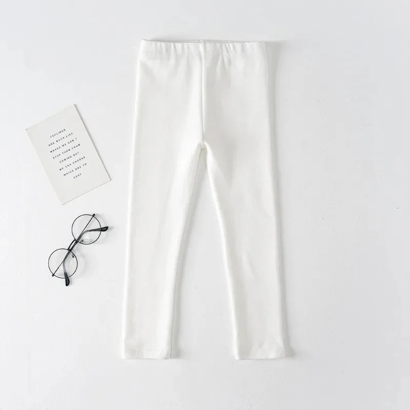 Girls Pure Cotton Long Pants - Slim Fit Thermal Underwear for Kids | Spring Autumn Base Layer