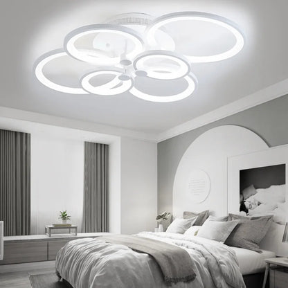 KOMORE Modern Circular LED Semi Flush Ceiling Light, 54 W/94W/142W Cool White for Nordic Decor for Office, Living Room, Bedroom