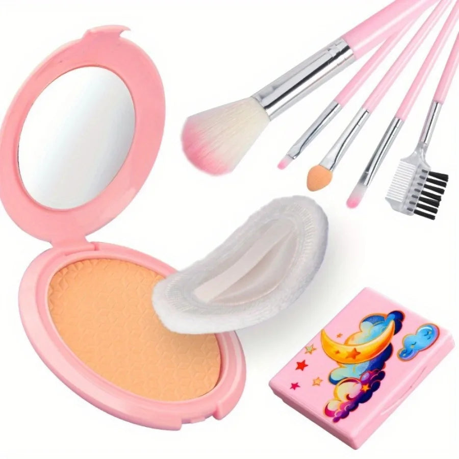 Girl Pink Unicorn Makeup Set with Box - Plastic Cosmetic Set, Non-Edible Toy Beauty Tools, Dress up Travel Bags, Birthday, Christmas, Halloween, Modern Style, Ideal Gift Boxed