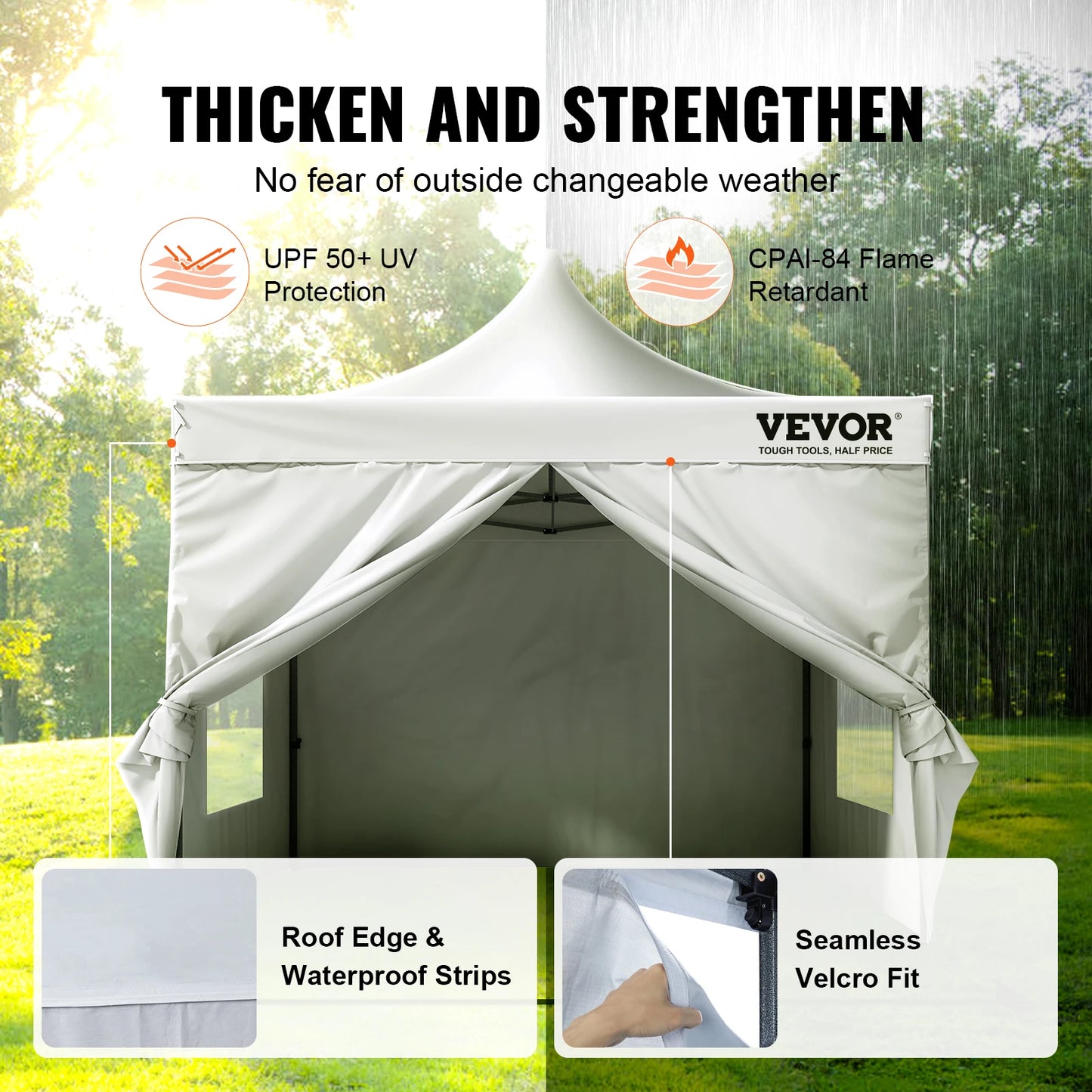 VEVOR 10x10 FT Pop up Canopy with Removable Sidewalls Portable Gazebo & Wheeled Bag  UV Resistant Waterproof Tent for Patio