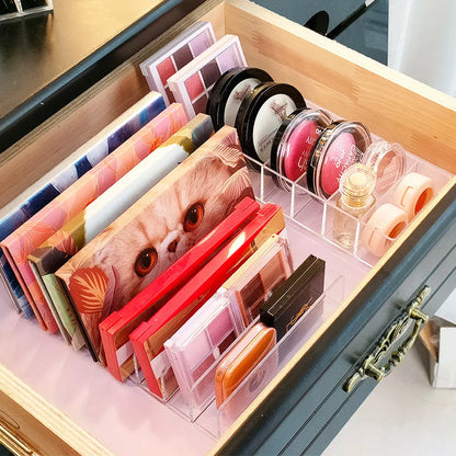 Premium Acrylic Eyeshadow Palette Organizer - Makeup Storage Tray with Compartments for Cosmetics