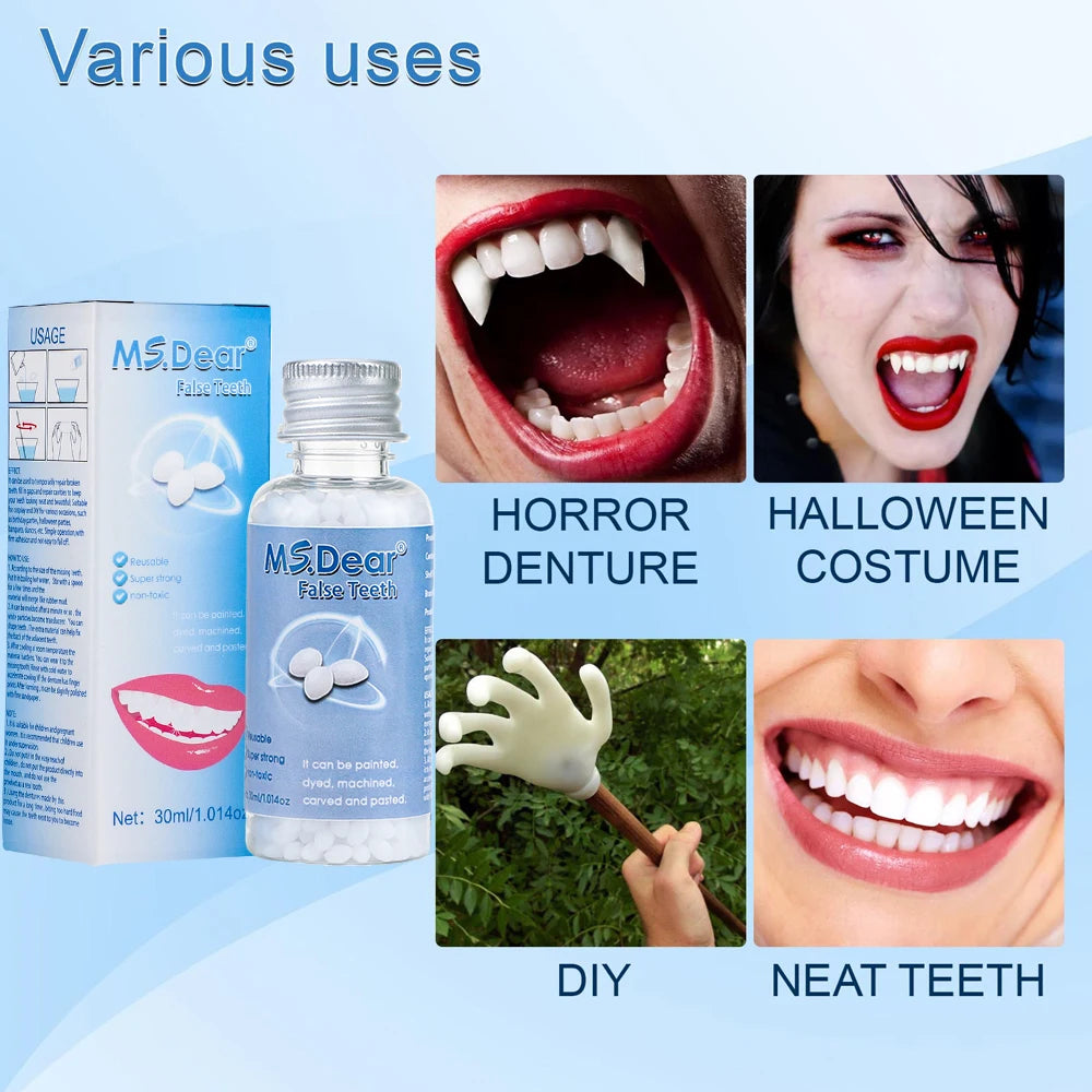 Plastic Resin Temporary Tooth Repair Granules Denture Adhesive Teeth Gaps Broken Moldable Solid Glue Dental Beauty Tools