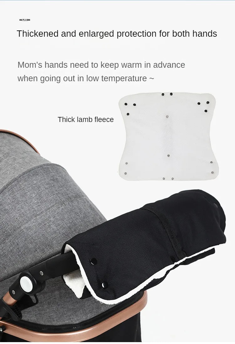 Baby Stroller Gloves Waterproof Warm Winter Antifreeze Mittens With Tissue Phone Bag Transparent Can Be Touch Screen