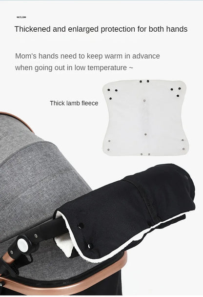 Baby Stroller Gloves Waterproof Warm Winter Antifreeze Mittens With Tissue Phone Bag Transparent Can Be Touch Screen