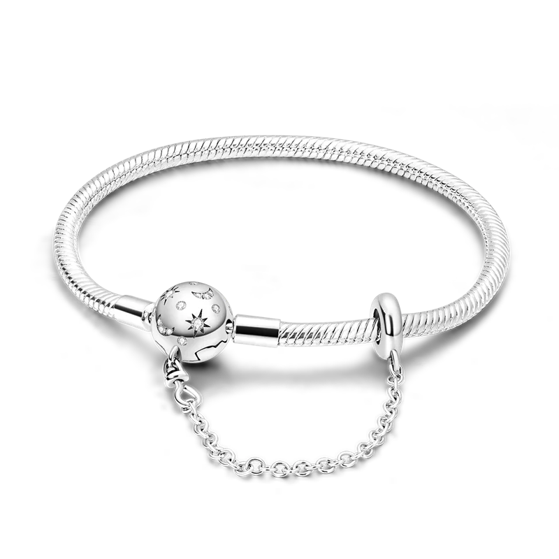 925 Sterling Silver Charm Bracelet - Leaf, Clover, Butterfly & Heart Design | 17-20cm Adjustable