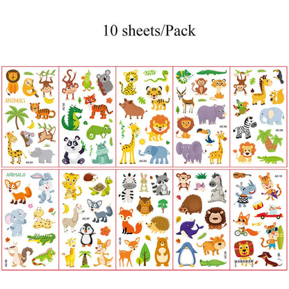 10Pcs Cartoon Temporary Tattoos for Hand Disposable Underwater World Crabs Dolphins Octopus Jellyfish Design Tattoos Sticker
