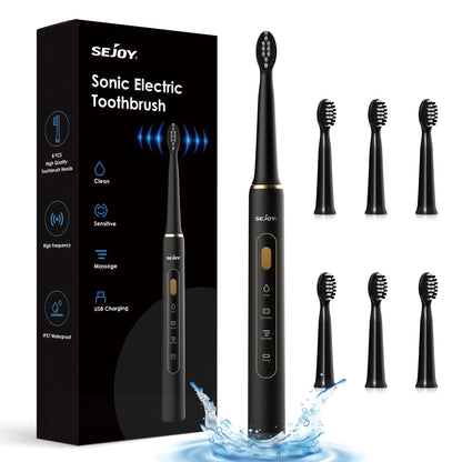 Sejoy Electric Toothbrush for Adults IPX7 Waterproof DuPont Brush Head USB Rechargeable High Frequency Cleaning 3 Cleaning Modes