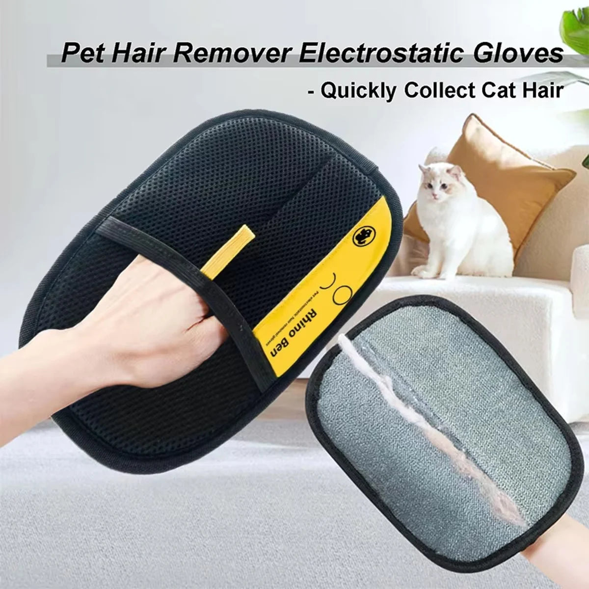 New Pet Grooming Gloves Static Dedusting Brush Pet Hair Remover Brush Removing Dog Cat Hair From Sofa Carpet Clothes