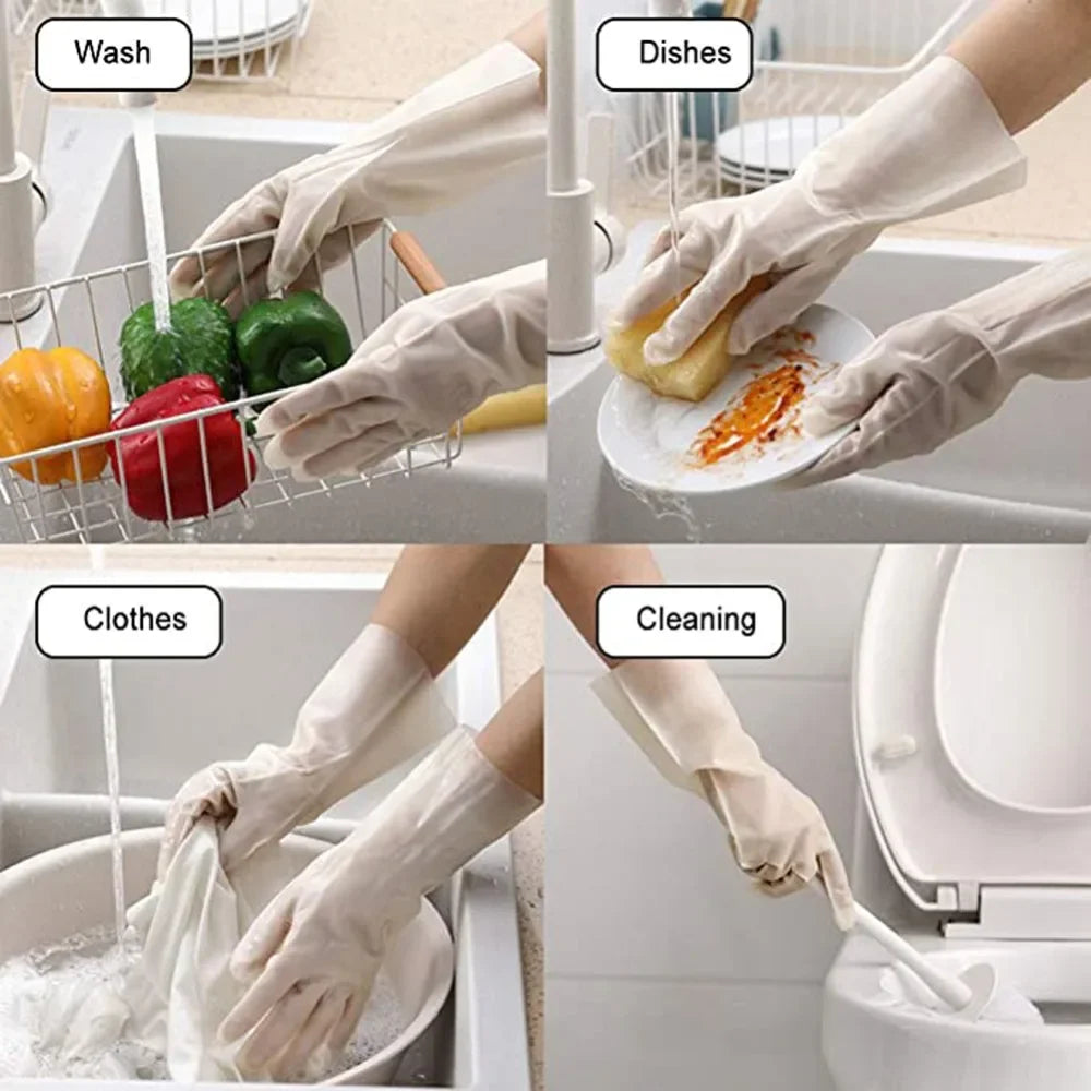 Waterproof Housework Cleaning Gloves Kitchen Cleaning Latex Laundry Dishwashing Gloves Wear Resistant Rubber Gloves