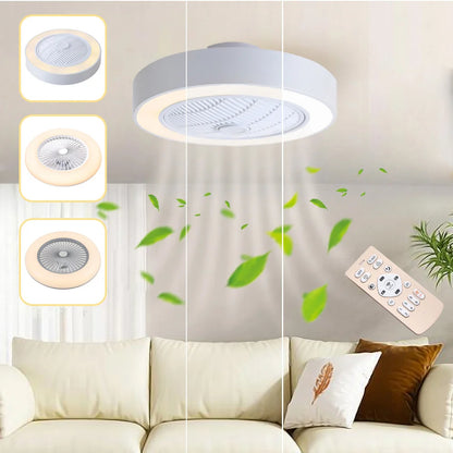KOMORE Round Acrylic LED Ceiling Light Fan with Remote Control 3 Colour Temperature for Office, Living Room, Bedroom