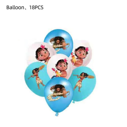 Moana 2 Birthday Party Decoration Supplie Vaiana Birthday Decoration Set Tableware Balloons Backdrop Plates Cups Baby Shower Toy