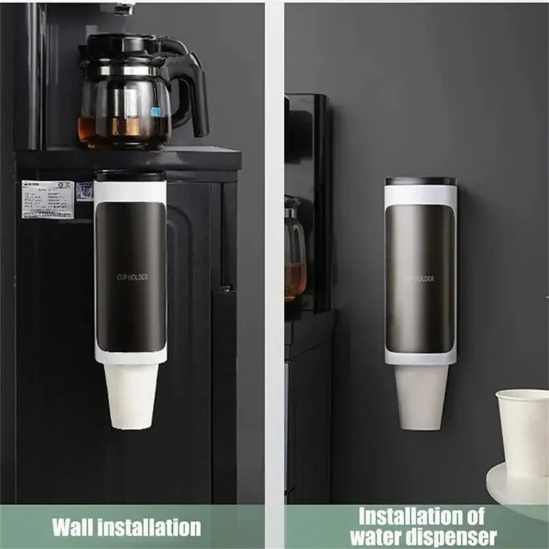 Cream Disposable Cup Holders Household Wall-Mounted Automatically Drop Punch-Free Paper Cups Dust-Proof Drinking Fountain Racks