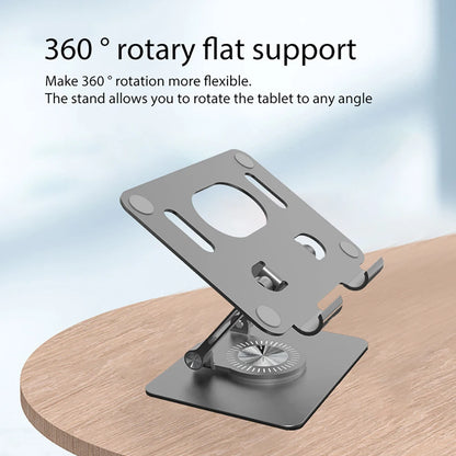 Foldable Bracket Stand 360 Degree Rotating Hollowed Tablet Holder Anti Slip Tablet Holder Desk Height Adjustable for 4.7-12 Inch