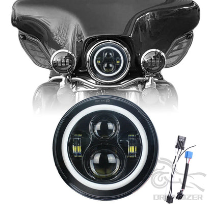 7 inch Moto LED Headlight For Harley Bike With 4-1/2"4.5" LED Passing Lamps Fog Lights 7"Bracket Mounting Ring Motorcycle