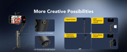 AOCHUAN Smart X2 Ai Handheld Gimbal Stabilizer Built in Extension Rod Equipped with LED display Smartphone Gimbal Stabilizer