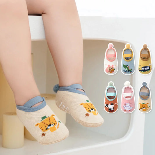 Spring Anti Slip Baby Socks Toddler Kids Floor Socks with Rubber Soles Autumn Newborn Baby Boy Girl Cartoon Cute Ball Warm Socks
