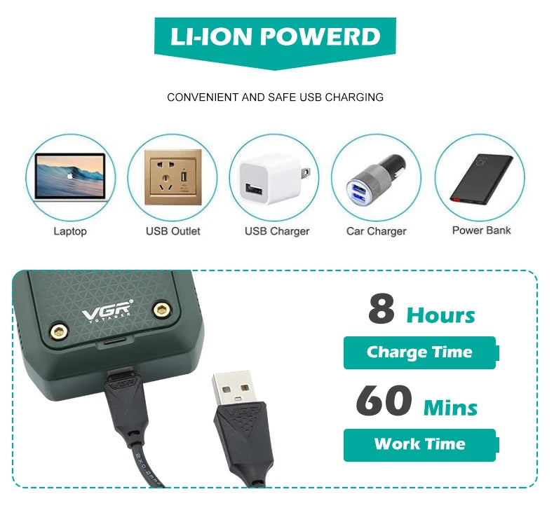 VGR V-353 Shaver Professional Razor Electric Shaving Machine Portable Beard Trimmer Rechargeable Razor Mini Shaver for Men