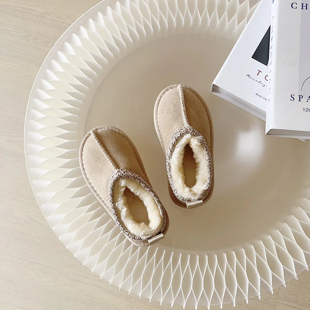 Kids Winter Slippers - Luxury Fur Lined Non-Slip Indoor Boots for Boys & Girls