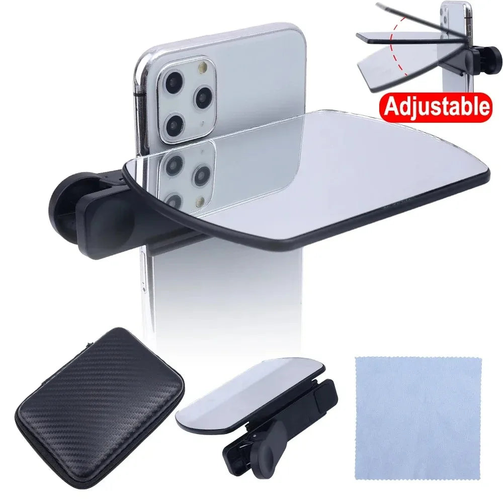 Smartphone Camera Mirror Reflection Clip Phone Selfie Reflector Tool Universal Adjustable Reflection Clip Kit for IPhone Android