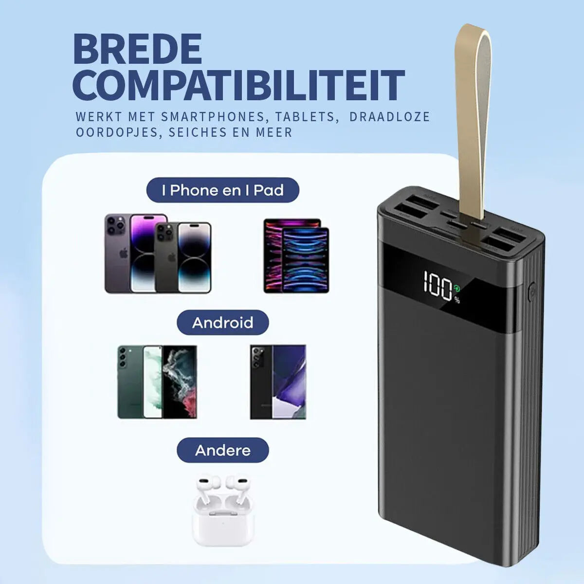 20000mAh Power Bank Portable Fast Charger 4 USB High Volume LED Battery Pack