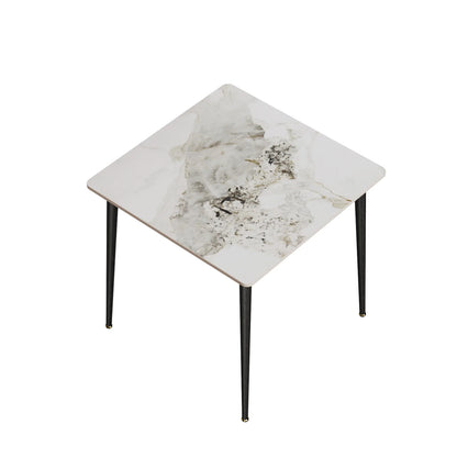 Square Restaurant Marble Dining Table Compact Dishes Serve Table with Metal Legs Kitchen Furniture for 4-6 Seats