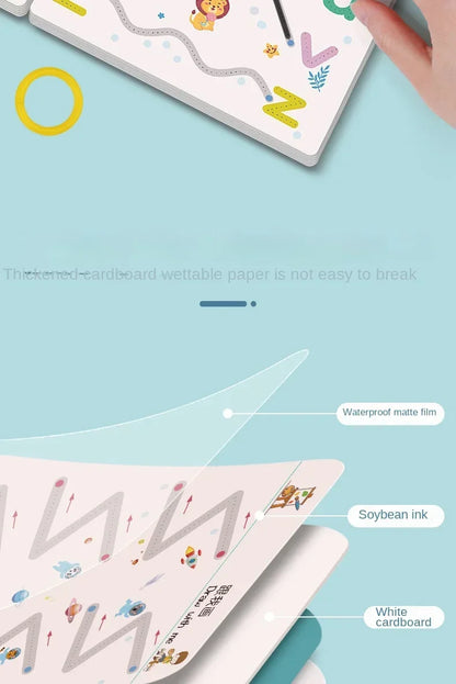 Children Magical Tracing Workbook Montessori Learning Educational Writing Toys Reusable Pen Control Training Copybook for Kids