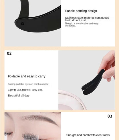 Foldable Ultra-fine Stainless Steel Eyelash Brush Lash Separator Eyebrow Eyelashes Extension Comb Eyelash Curler Makeup Tools
