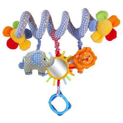 Newborns Spiral Hanging Activity Stroller Toy Baby Carseat Toy Black & White Lion Koala Rattle  for Crib Mobile Sensory Toy Gift