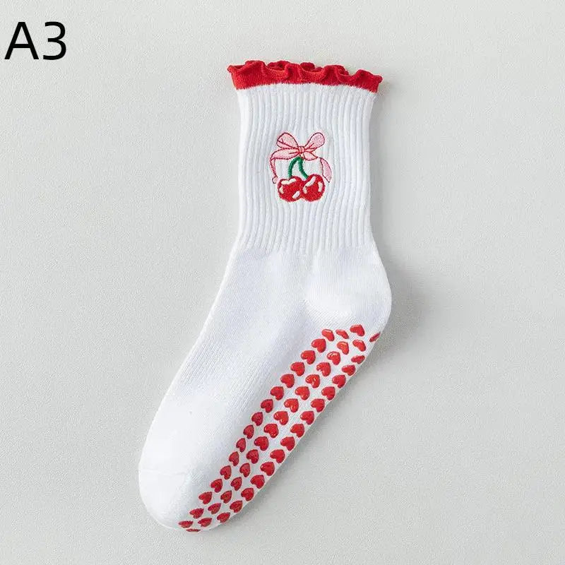Cotton Breathable Mid-calf Yoga Socks Anti-slip Sports Socks Pilates Socks Dance Fitness Training Socks