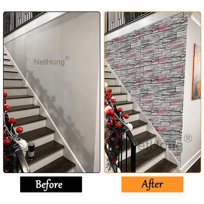 Waterproof Brick Stone Wallpaper Self Adhesive Vinyl Wall Decor Sticker 70*77cm