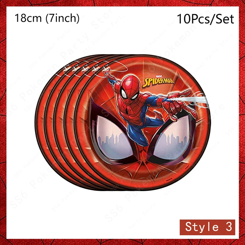 Spiderman Birthday Party Decorations Disposable Tableware Plate Cup Napkins Bags Spidey Party Birthday Decoration Supplies Set
