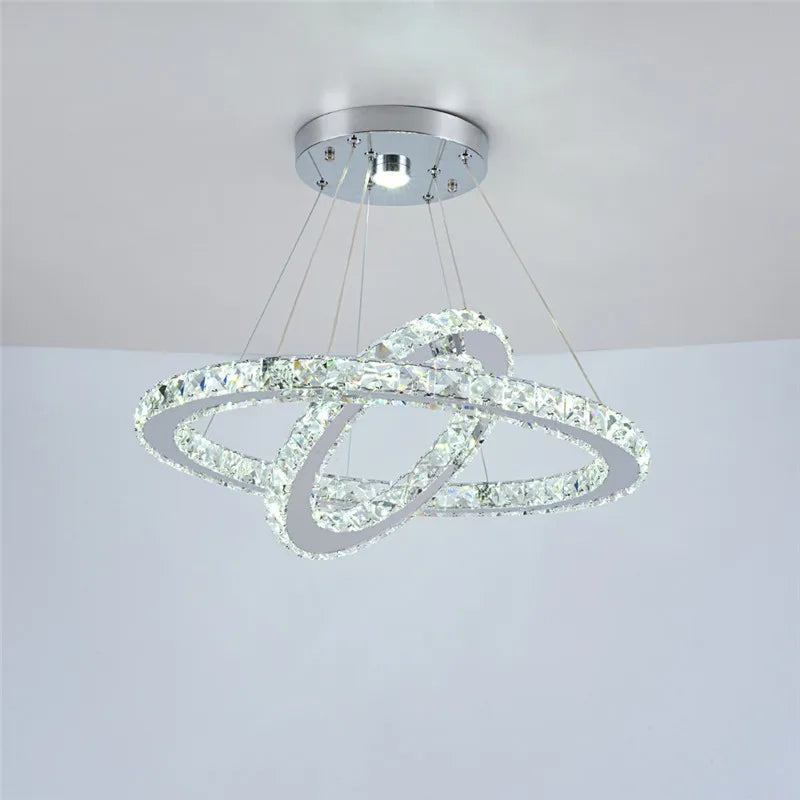 Luxury Rings Led Crystal Chandelier Mordern Pendant Light Living Dining Room Decor Fixture Suspension Luminaire Hanging Lustr