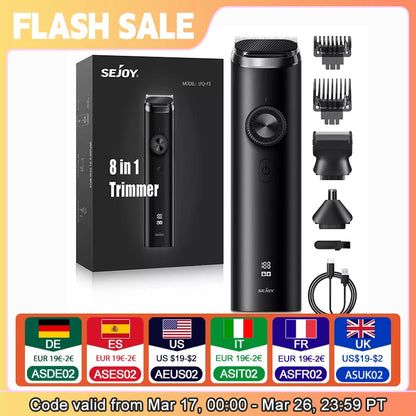 SEJOY 3 In 1 Face Clean Electric Hair Cutting Machine Men Hair Clipper Trimmer Men Cutting Beard Cordless Barber Machine