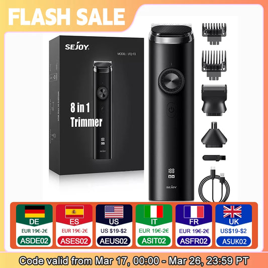 SEJOY 3 In 1 Face Clean Electric Hair Cutting Machine Men Hair Clipper Trimmer Men Cutting Beard Cordless Barber Machine