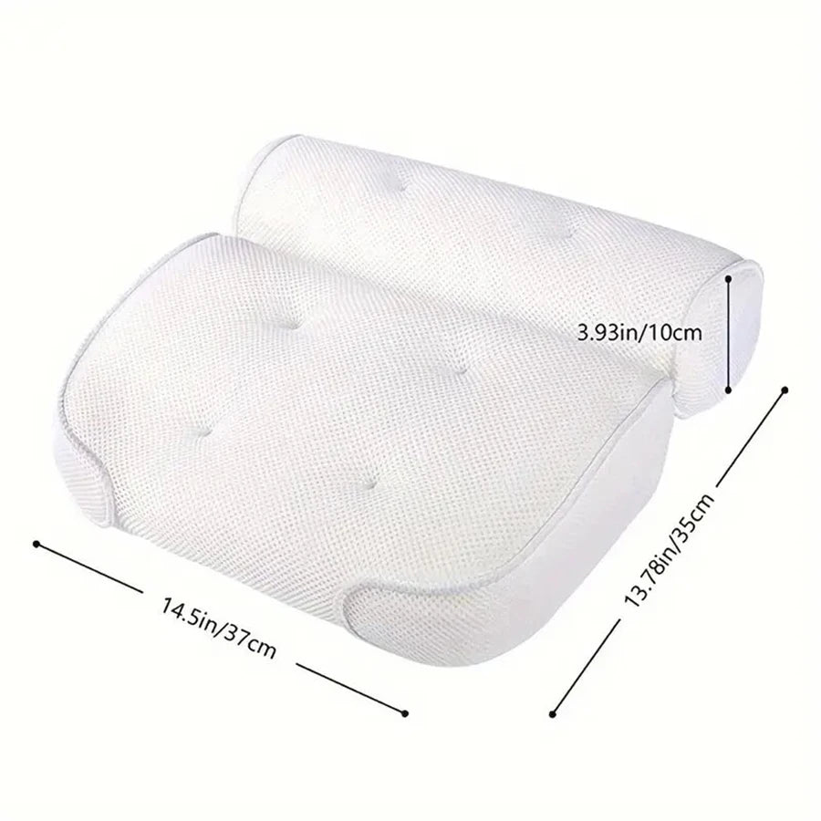 1 spa bathtub pillow with anti slip suction cups for neck and back support, bathtub/bathroom accessory