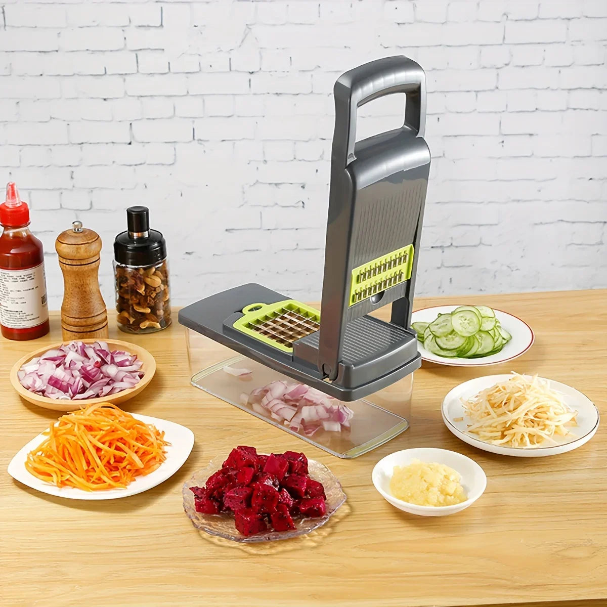 14pcs Vegetable Chopper Multifunctional Fruit Slicer Manual Food Grater Vegetable Slicer Cutter With Container  Kitchen Gadgets