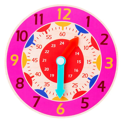 Kids Montessori Wooden Clock Toys Time Learning Teaching Aids Educational Toys For Children Primary School Clever Board Toy