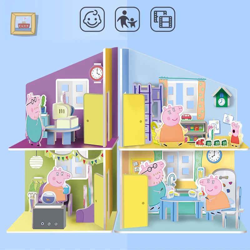 Peppa Pig 3D Puzzle Children's Puzzle Enlightenment Peppa Toys For Boys And Girls DIY Handmade House Models Gift Toys
