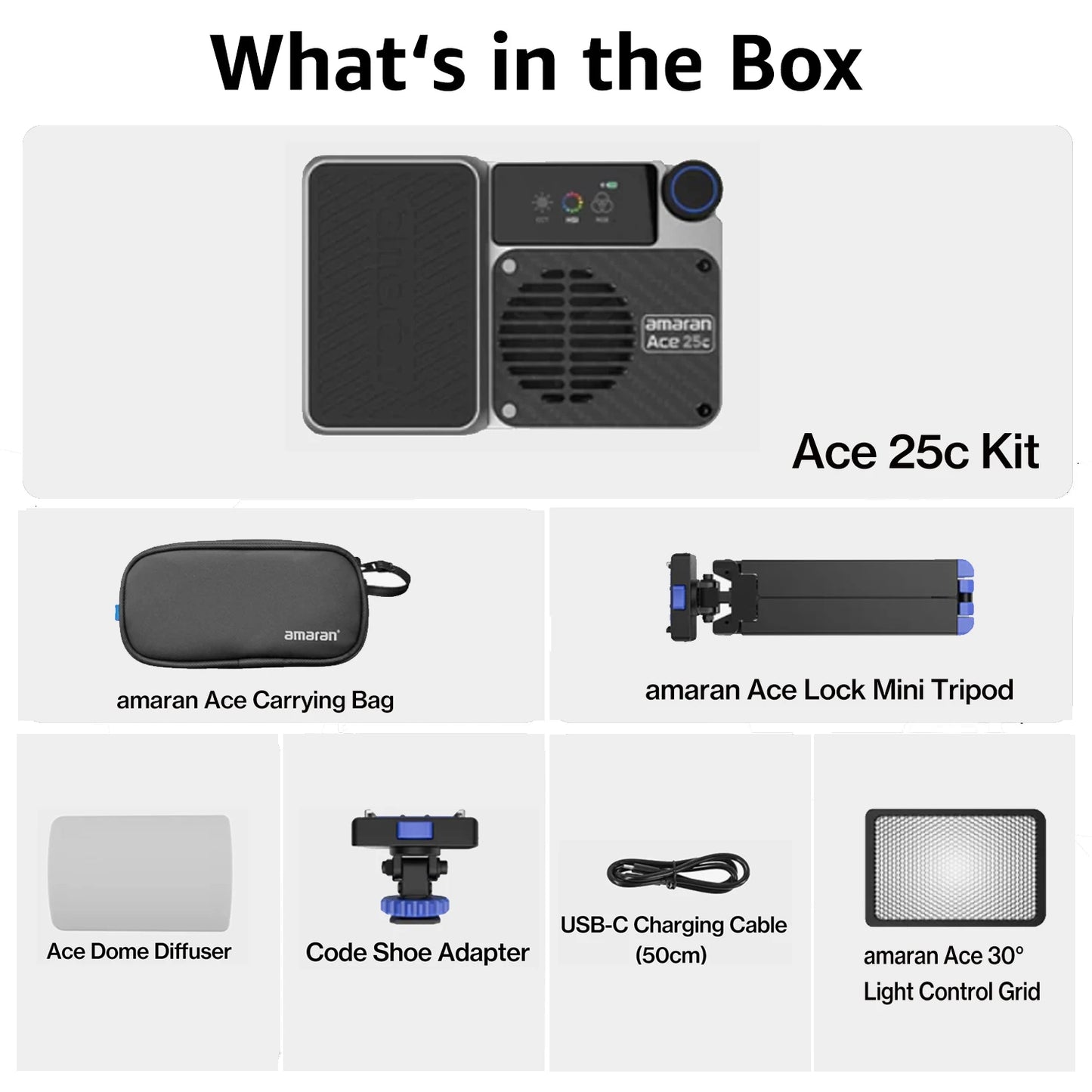 amaran Ace 25c Pocket RGBWW LED Light Full-Color Mini Video Light 2300K-10000K 4500mAh Battery with PD Fast Charging for TikTok