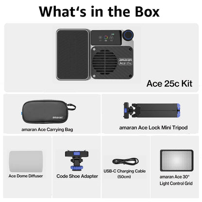 amaran Ace 25c Pocket RGBWW LED Light Full-Color Mini Video Light 2300K-10000K 4500mAh Battery with PD Fast Charging for TikTok