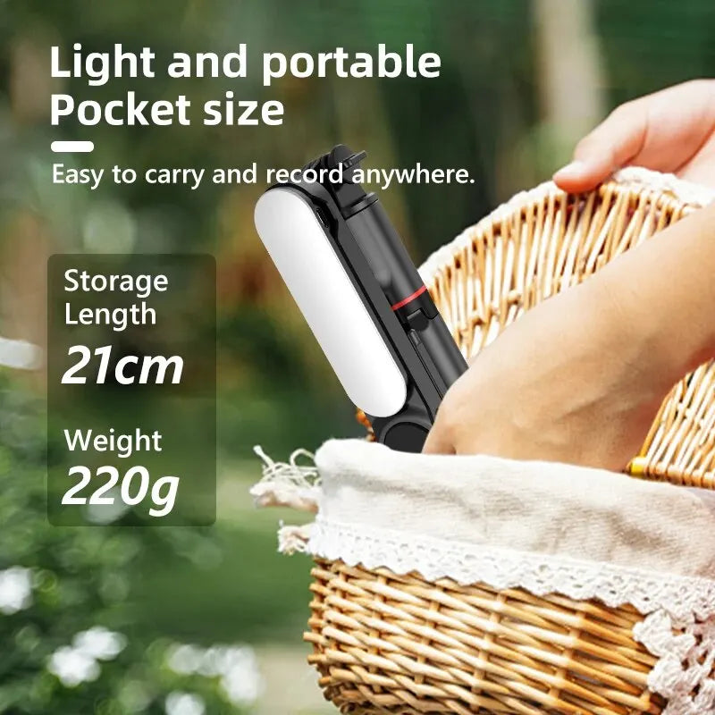 Selfie Stick with Fill Light Tripod with Bluetooth Remote Shutter Retractable Rod for iPhone Xiaomi Huawei for Phone Video Live