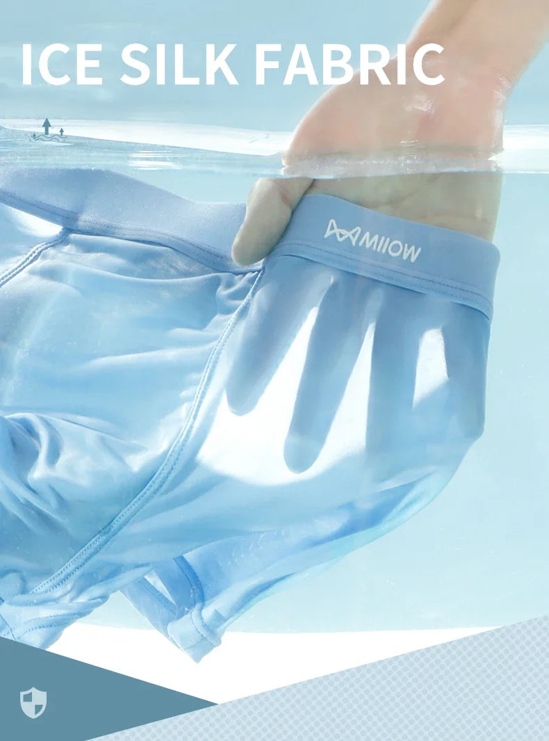 MiiOW 3Pcs Summer Thin Ice Silk Men Boxershorts Graphene Antibacterial Man Underwear Breathable Cool Men's Panties Boxershorts