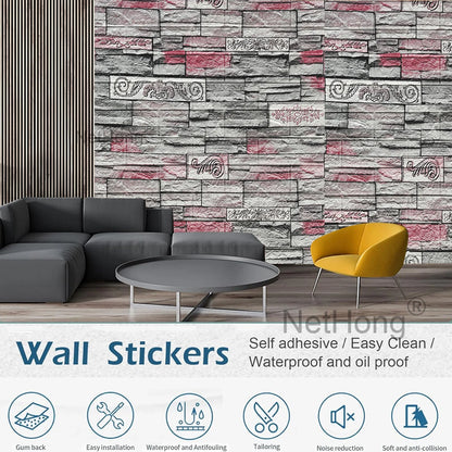 Waterproof Brick Stone Wallpaper Self Adhesive Vinyl Wall Decor Sticker 70*77cm