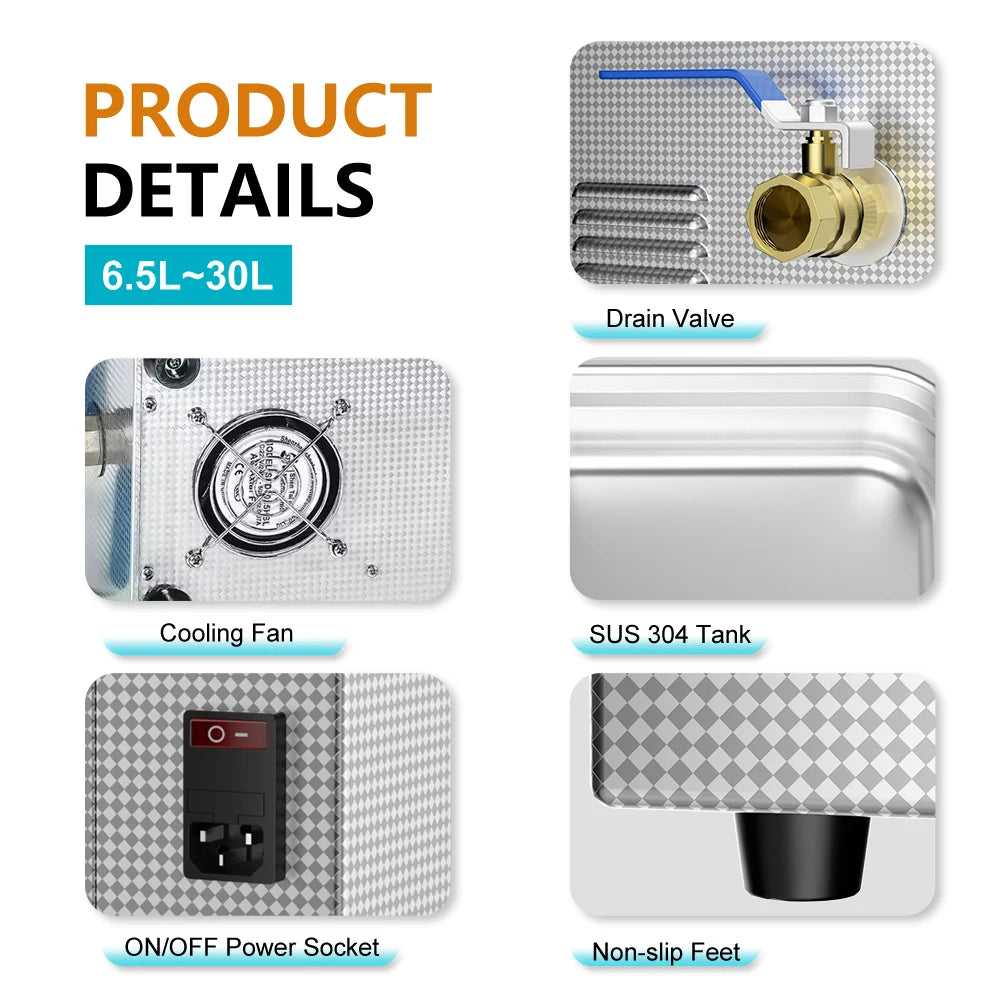 6.5L Vinyl Record Ultrasonic Cleaner with Bracket(Set) for Wash LP 12 Inch Records Label Saver Aluminum CNC Made 220V EU Plug